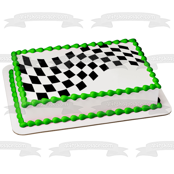 Hot Wheels Checkered Dracing Flag Edible Cake Topper Image ABPID12108