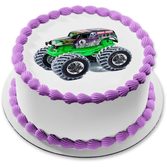 Hot Wheels Grave Digger Edible Cake Topper Image ABPID12119