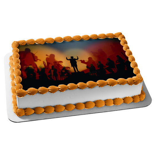 Conductor Band or Orchestra Silhouette Edible Cake Topper Image ABPID55868