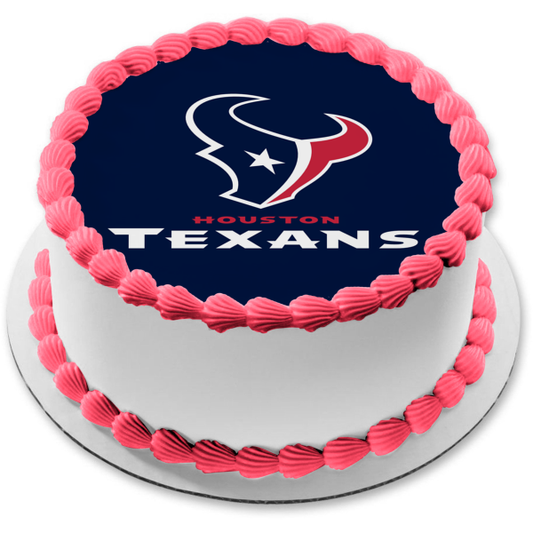 NFL Houston Texans Logo Blue Background Edible Cake Topper Image ABPID55869