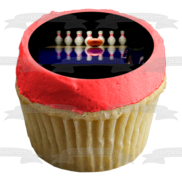 Bowling Bowling Alley Pins Reflection Edible Cake Topper Image ABPID55975