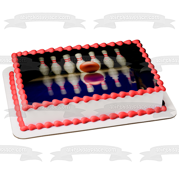 Bowling Bowling Alley Pins Reflection Edible Cake Topper Image ABPID55975