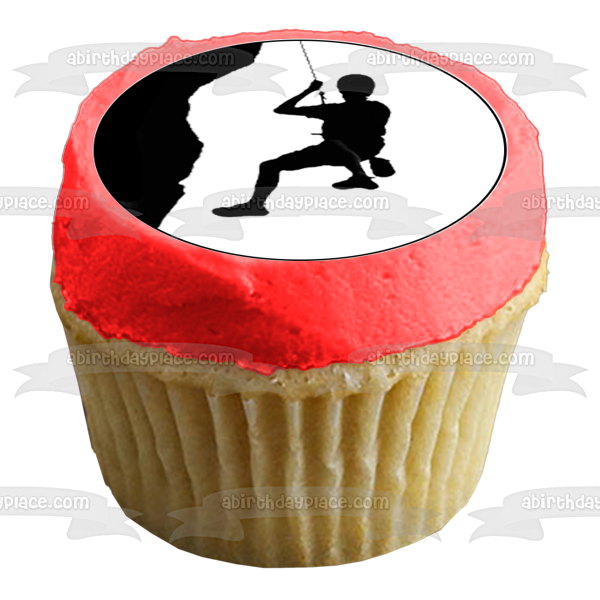 Rock Climbing Wall Climbing Silhouette Rappelling Edible Cupcake Topper Images ABPID55976