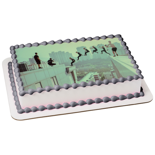 Imagen comestible para tarta con paisaje urbano de Parkour Jump High Building ABPID55879 