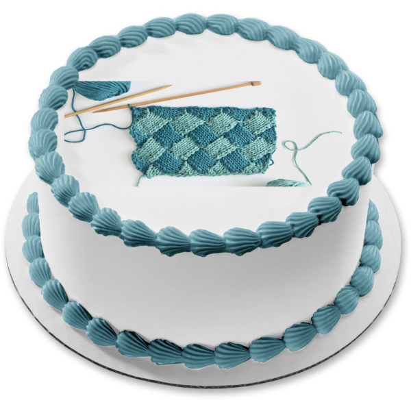 Knitting Hobby Yarn and Needles Edible Cake Topper Image ABPID55979