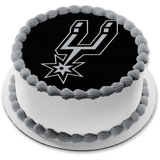 San Antonio Spurs Logo Black Jersey Background Edible Cake Topper Image ABPID55884
