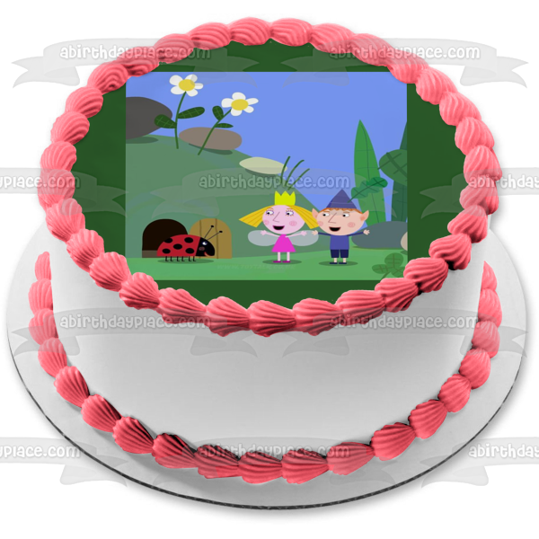 Ben and Holly's Little Kingdom Gaston the Ladybird Flowers Edible Cake Topper Image ABPID11969