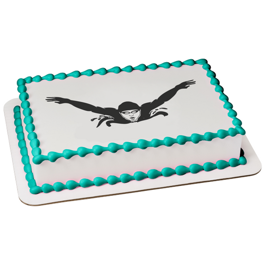 Imagen de decoración comestible para tarta con silueta de natación competitiva o por hobby ABPID55887 