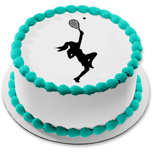 Imagen comestible para tarta con silueta femenina de competición de tenis ABPID55892 