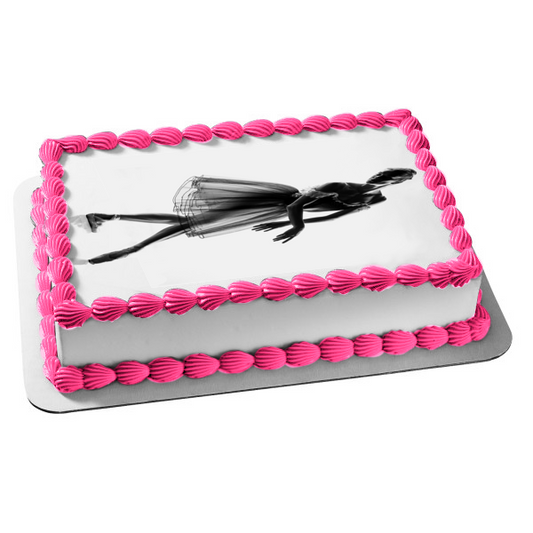 Figura de silueta de bailarina sombreada, decoración comestible para tarta, imagen ABPID55893 