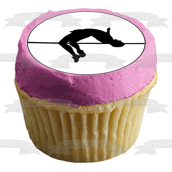 Gymnastics High Jump Sport Silhouette Edible Cupcake Topper Images ABPID55897