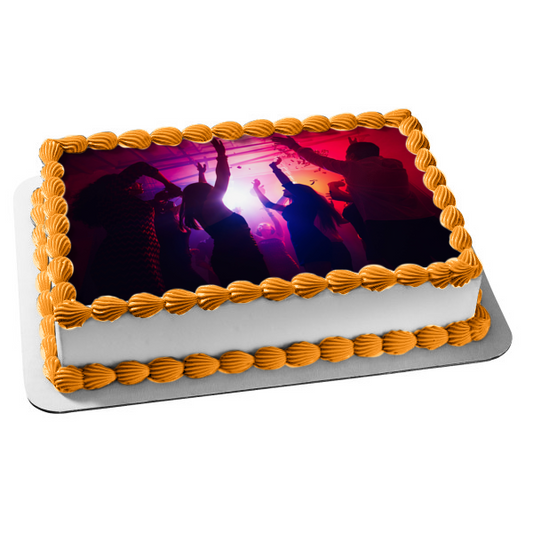 Decoración comestible para tarta con silueta de sombra de fiesta de baile, imagen ABPID55903 