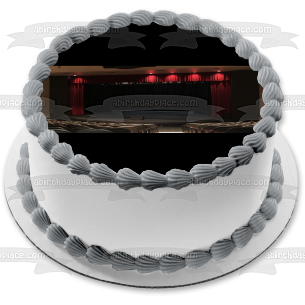 Empty Theatre Stage Red Spotlights Edible Cake Topper Image ABPID56005