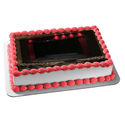 Empty Theatre Stage Red Spotlights Edible Cake Topper Image ABPID56005