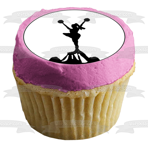 Cheerleading Tower Pyramid Action Silhouette Edible Cupcake Topper Images ABPID55911