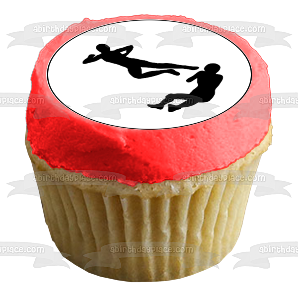 Kick Boxing Silhouette Edible Cupcake Topper Images ABPID55912