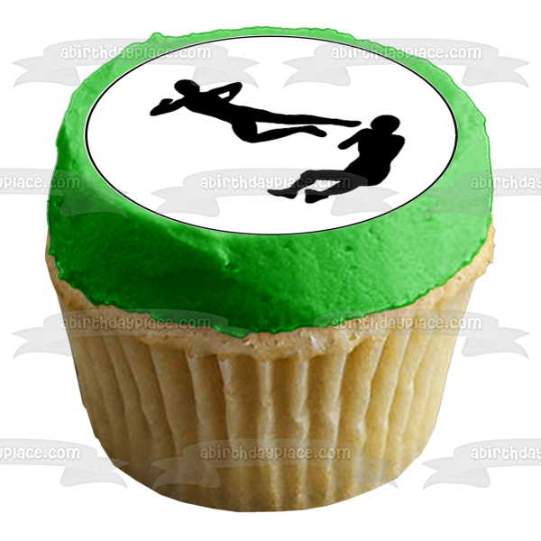 Kick Boxing Silhouette Edible Cupcake Topper Images ABPID55912