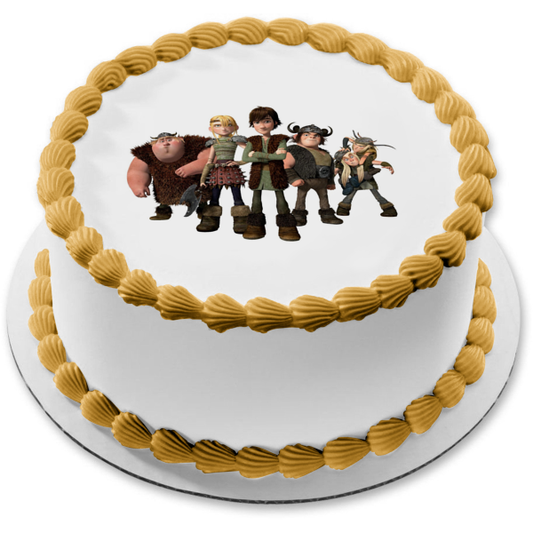 Cómo entrenar a tu dragón Astrid Hipo Patapez Ruffnut Tuffnug Mocoso Adorno comestible para tarta Imagen ABPID12176 