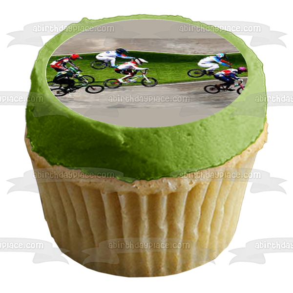 BMX Dirt Bike Racing Scene Edible Cupcake Topper Images ABPID56028