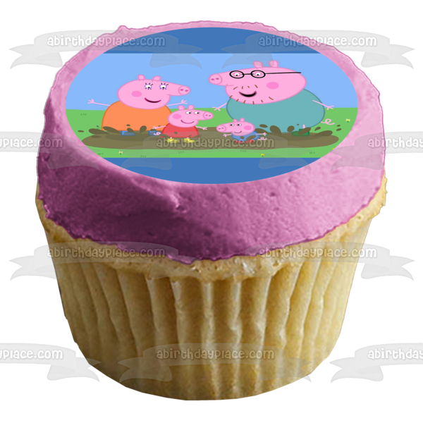 Peppa Pig Mummy Pig Daddy Pig George Edible Cake Topper Image ABPID12351