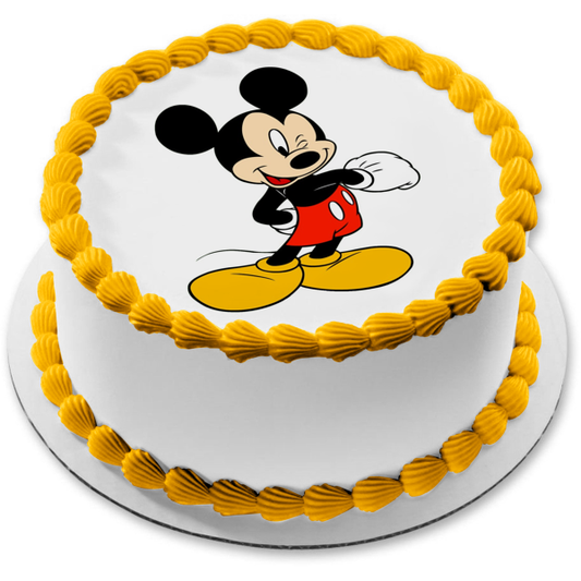 Adorno comestible para tarta con guiño de Mickey Mouse de Disney, imagen ABPID12368 