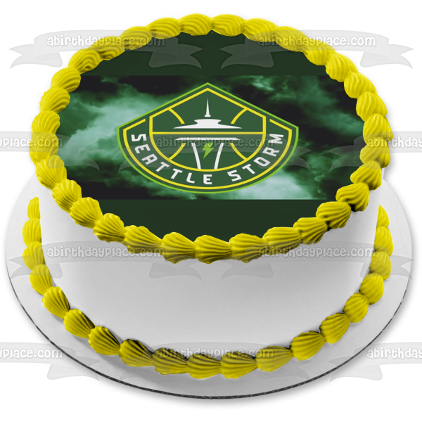 Wnba Seattle Storm Space Needle Team Logo Edible Cake Topper Image ABPID56034