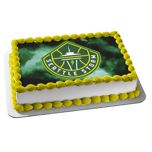 Wnba Seattle Storm Space Needle Team Logo Edible Cake Topper Image ABPID56034
