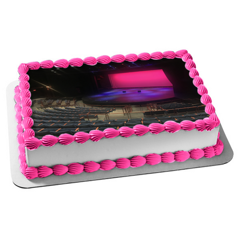 Empty Theatre Pink and Purple Spotlights Edible Cake Topper Image ABPID56035