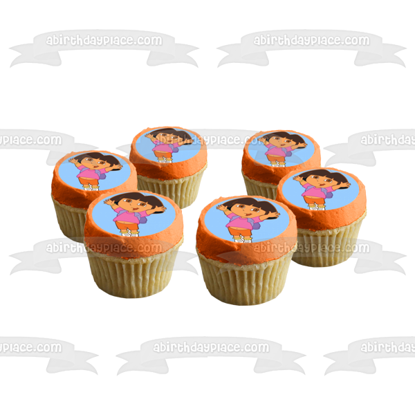 Dora the Explorer Jumping Backpack Edible Cake Topper Image ABPID12187