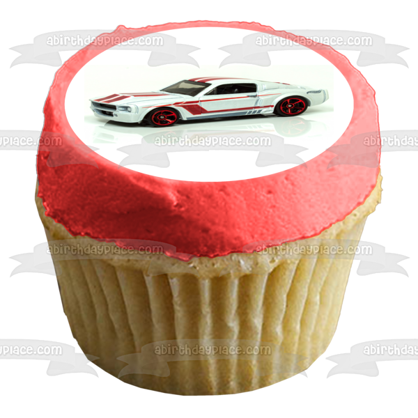 Custom Race Car White and Red Edible Cake Topper Image ABPID12383