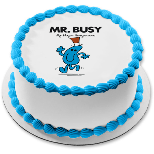 Mr. Men Mr. Busy Blue Edible Cake Topper Image ABPID12219