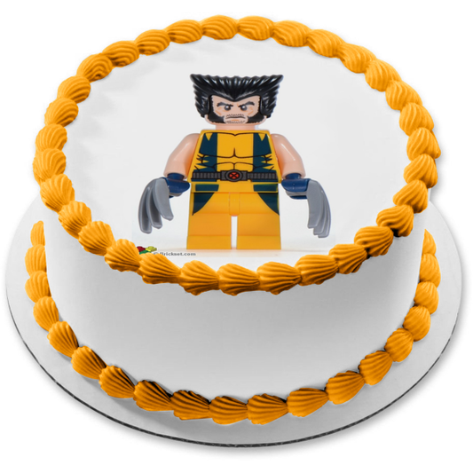 Figura decorativa comestible para tarta LEGO de Marvel, superhéroe Wolverine, imagen ABPID12259 