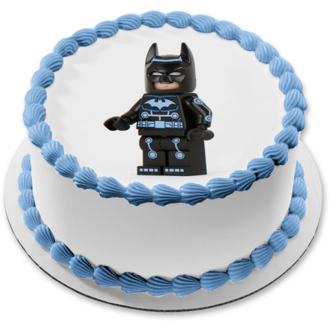 LEGO DC Comics Superhero Batman Grinning Edible Cake Topper Image ABPID12289