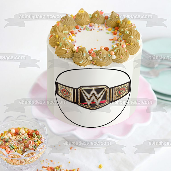 WWE World Wrestling Entertainment Belt Edible Cake Topper Image ABPID12472