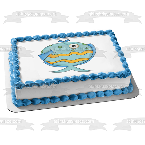 Cartoon Tropical Blue Fish Edible Cake Topper Image ABPID12645