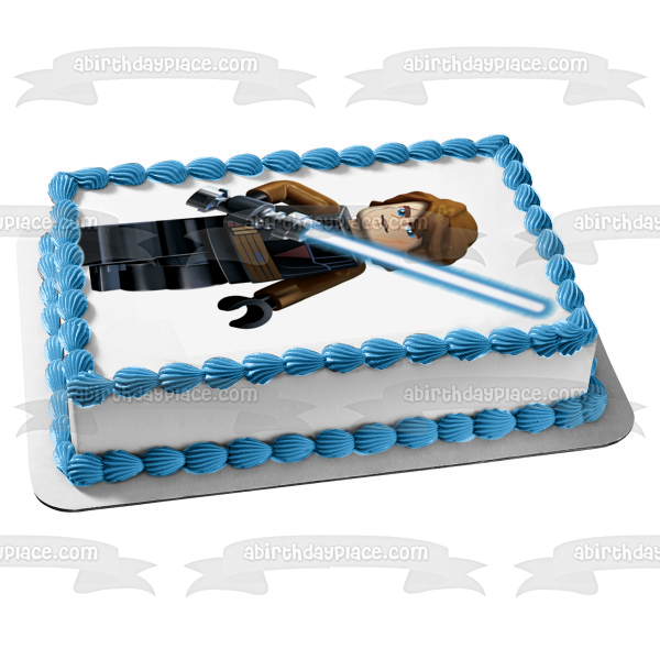LEGO Star Wars Anakin Skywalker Lightsaber Edible Cake Topper Image ABPID12677