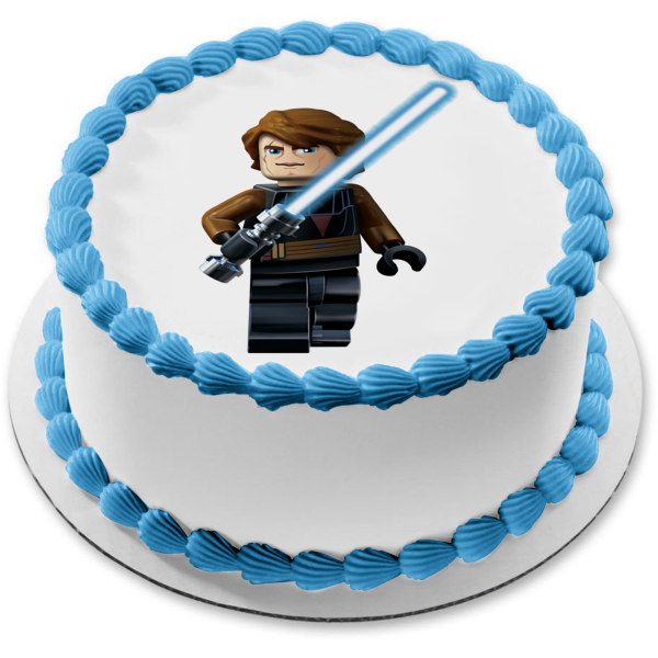 LEGO Star Wars Anakin Skywalker Lightsaber Edible Cake Topper Image ABPID12677