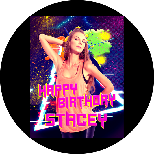 Happy Birthday Paint Splatter Lightening Wild Party Photo Frame Edible Cake Topper Image ABPID56045