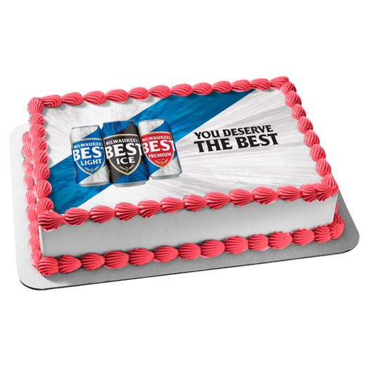 Milwaukee's Best Light, Ice, And Premium Beer Cans Edible Cake Topper Image ABPID56148