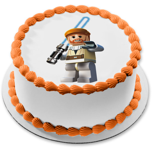 LEGO Star Wars Obi-Wan Kenobi Lightsaber Edible Cake Topper Image ABPID12683