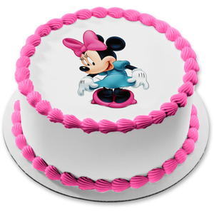 Walt Disney Minnie Mouse Blue Dress Edible Cake Topper Image ABPID12859