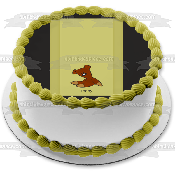 Mr. Bean Teddy Green Background Edible Cake Topper Image ABPID12969