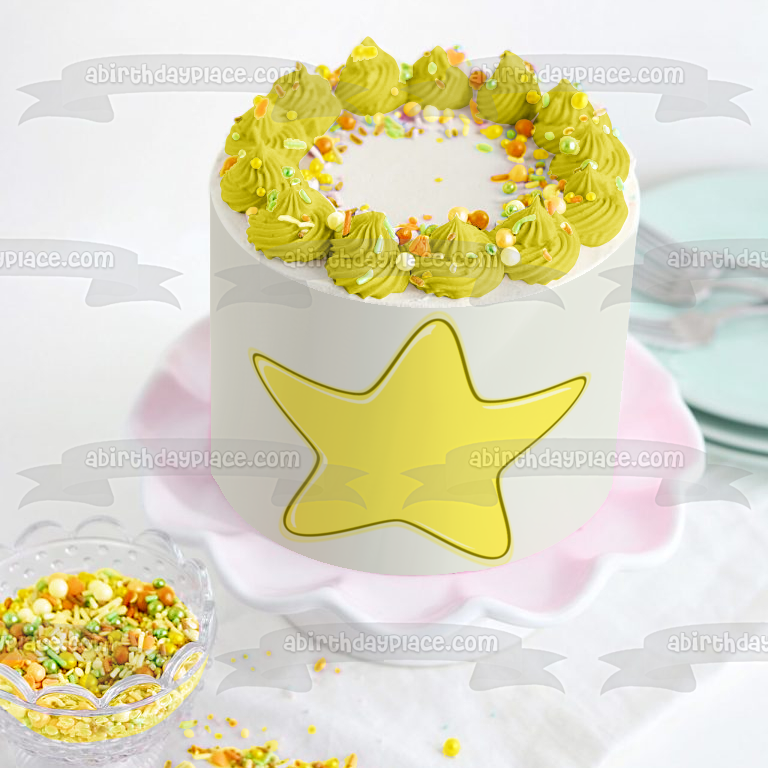 Adorno comestible para tarta con estrella amarilla de Pj Masks, imagen ABPID12699 