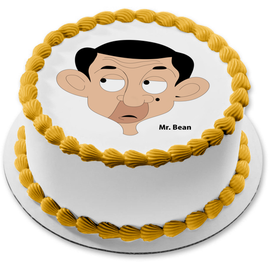 Imagen comestible para decoración de tarta con cara de dibujos animados de Mr. Bean ABPID12979 