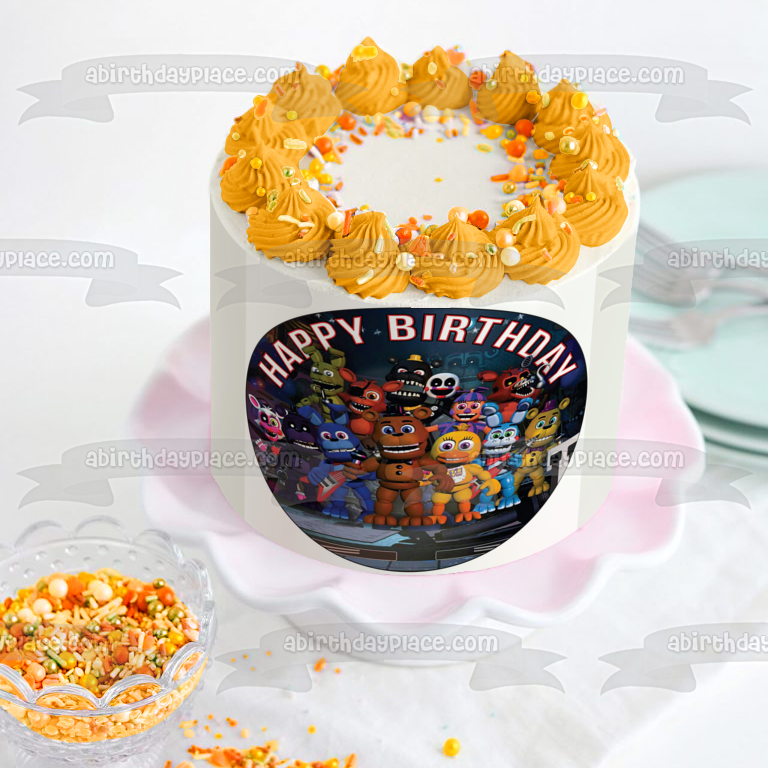 Five Nights at Freddy's Happy Birthday Cute Chica Bonnie Edible Cake T – A  Birthday Place