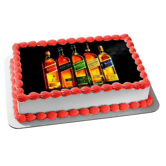 Johnnie Walker Scotch Whiskey Red Label Black Label Green Label Gold Label Blue Label Edible Cake Topper Image ABPID56155