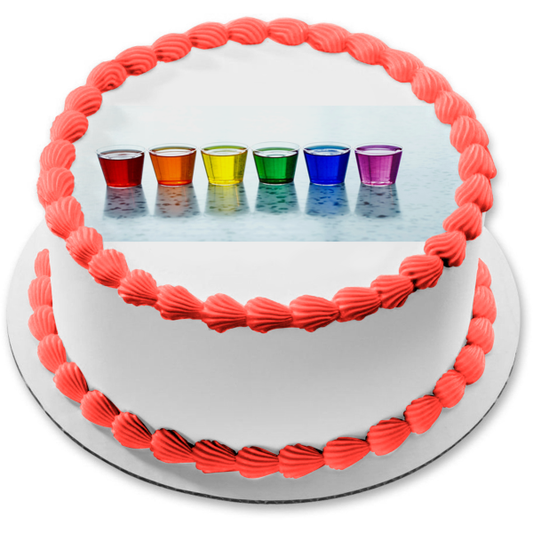Rainbow Colored Shot Glasses Edible Cake Topper Image ABPID56157