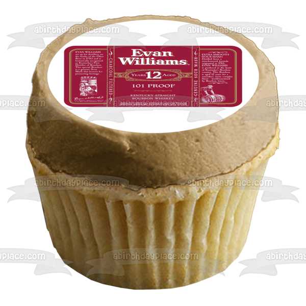 Evan Williams Kentucky Straight Bourbon Whiskey Label Edible Cake Topper Image ABPID56158