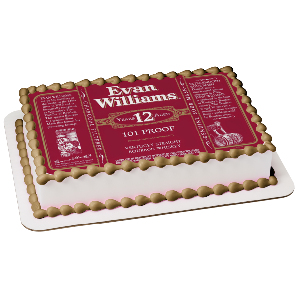 Evan Williams Kentucky Straight Bourbon Whiskey Label Edible Cake Topper Image ABPID56158