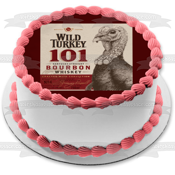 Wild Turkey 101 Bourbon Whiskey Label Edible Cake Topper Image ABPID56159